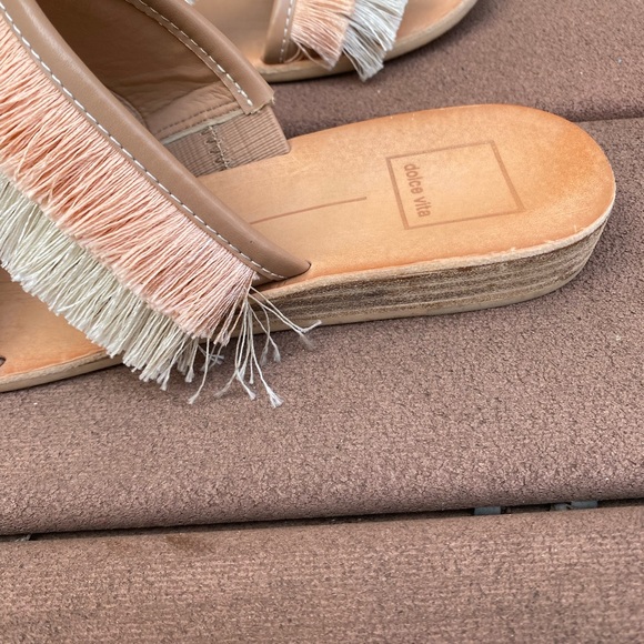 Dolce Vita Cream and Orange Fringe Sandals - Picture 7 of 7